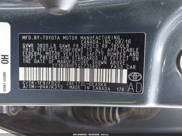 Toyota Corolla S Plus 2016 2T1BURHE7GC735897 Image 9