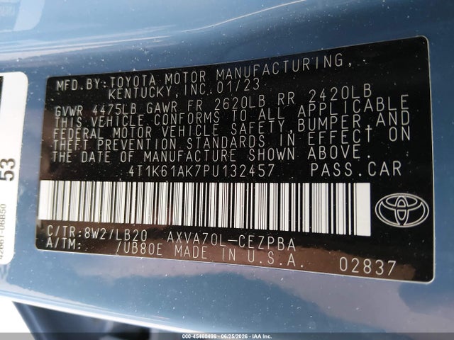 4T1K61AK7PU132457 Toyota CAMRY XSE