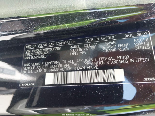 Продажа на аукционе авто 2023 Volvo Xc90 B6 Plus 7-seater, vin: YV4062PN5P1903788, номер лота: 45460562