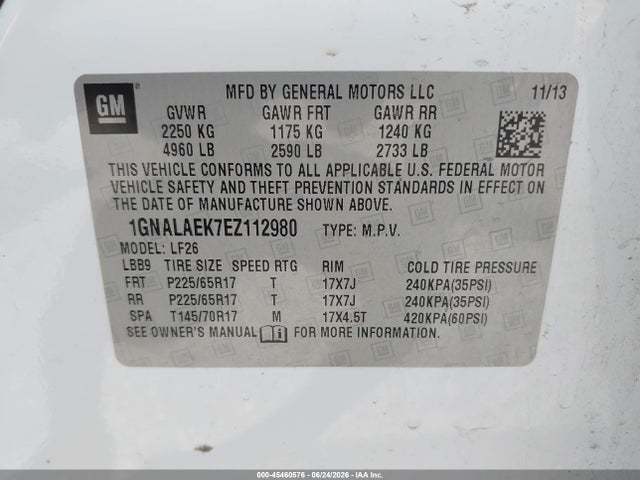 Chevrolet EQUINOX LS 2014 1GNALAEK7EZ112980 Image 9