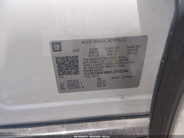 Aukcja sprzedaży 2019 Buick Enclave Fwd Essence, vin: 5GAERBKW6KJ243240, numer aukcji: 45460579