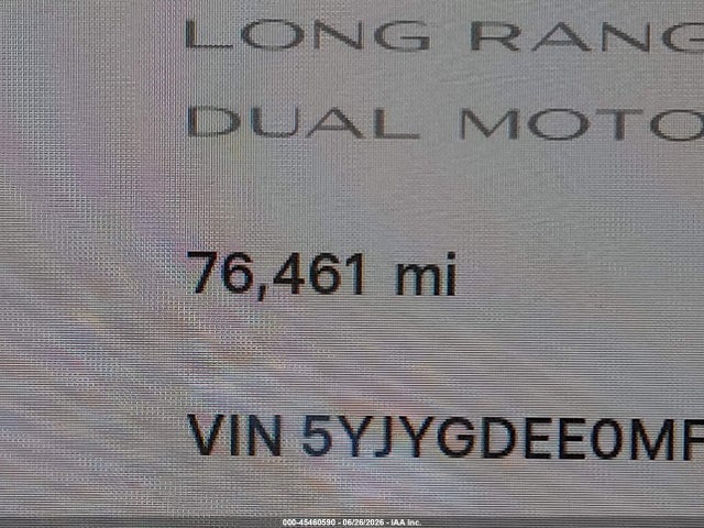 45460590 :رقم المزاد ، 5YJYGDEE0MF153236 vin ، 2021 Tesla Model Y Long Range Dual Motor All-wheel Drive مزاد بيع