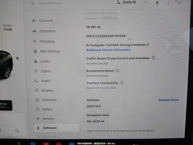 45460590 :رقم المزاد ، 5YJYGDEE0MF153236 vin ، 2021 Tesla Model Y Long Range Dual Motor All-wheel Drive مزاد بيع