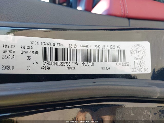 Dodge Durango R/t 2020 1C4SDJCT4LC228739 Image 9