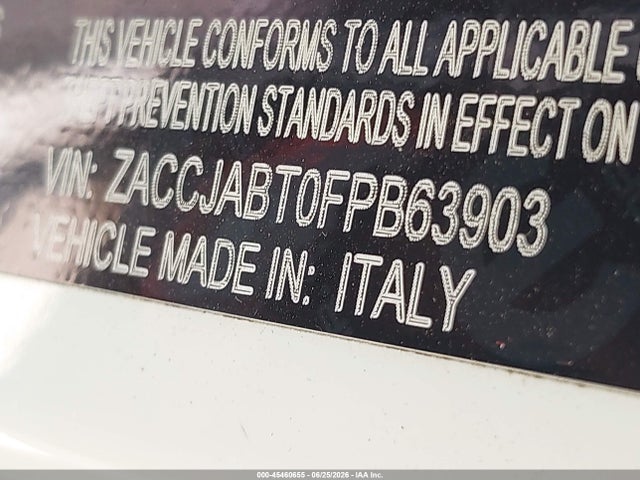 Продаж на аукціоні авто 2015 Jeep Renegade Latitude, vin: ZACCJABT0FPB63903, номер лоту: 45460655