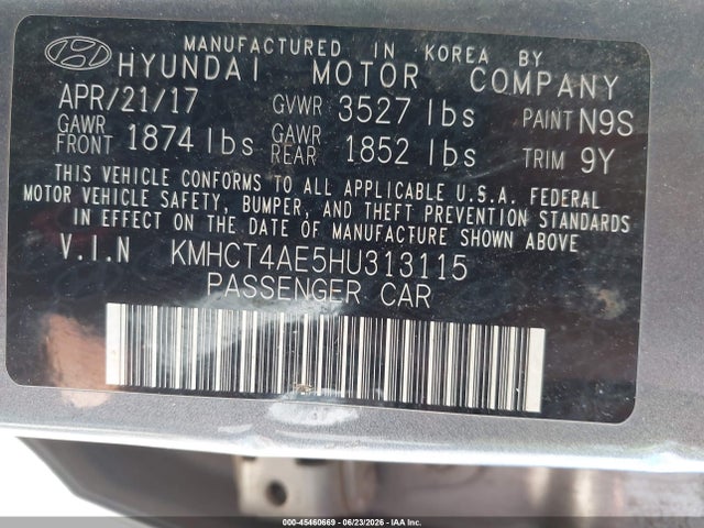 Aukcja sprzedaży 2017 Hyundai Accent Se, vin: KMHCT4AE5HU313115, numer aukcji: 45460669
