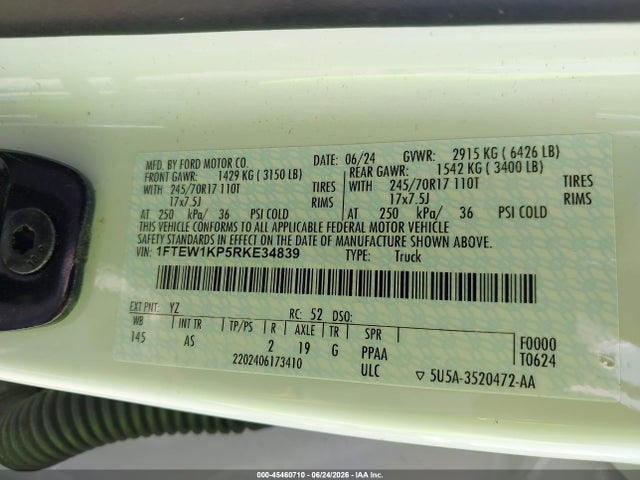 Aukcja sprzedaży 2024 Ford F-150 Xl, vin: 1FTEW1KP5RKE34839, numer aukcji: 45460710
