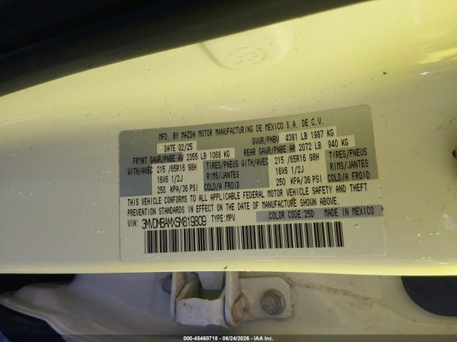 Продаж на аукціоні авто 2025 Mazda Cx-30 2.5 S, vin: 3MVDMBAMXSM819809, номер лоту: 45460718