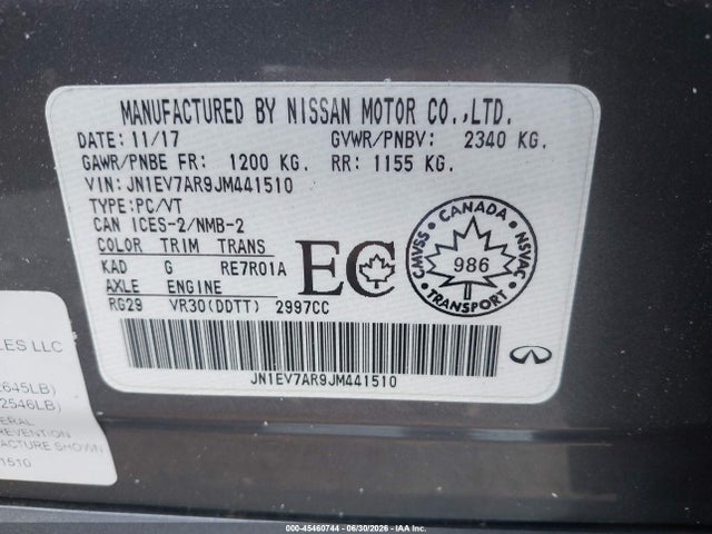 Продажа на аукционе авто 2018 Infiniti Q50 3.0t Luxe/3.0t Sport, vin: JN1EV7AR9JM441510, номер лота: 45460744