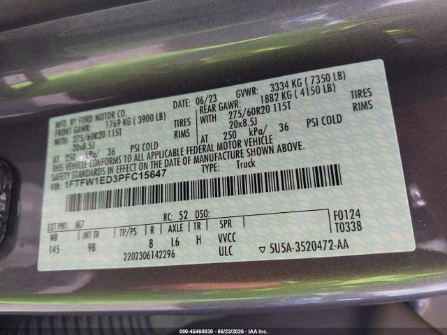 Ford F-150 Platinum 2023 1FTFW1ED3PFC15647 Image 9