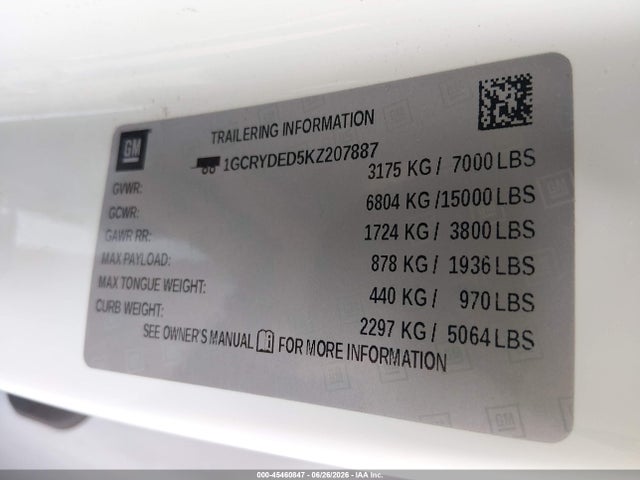 1GCRYDED5KZ207887 Chevrolet Silverado 1500 Lt
