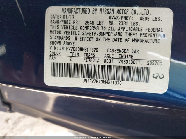 Продаж на аукціоні авто 2017 Infiniti Q60 3.0t Red Sport 400, vin: JN1FV7EK0HM611376, номер лоту: 45460932