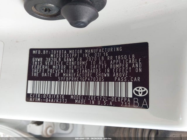 Toyota Corolla Le Plus 2016 5YFBPRHE1GP470305 Image 9