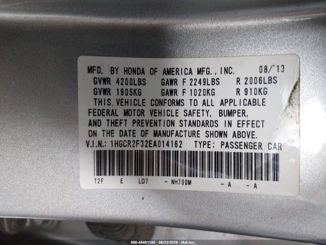 Honda ACCORD LX 2014 1HGCR2F32EA014162 Image 9