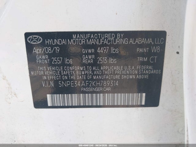 Hyundai SONATA SEL 2019 5NPE34AF2KH789314 Image 9