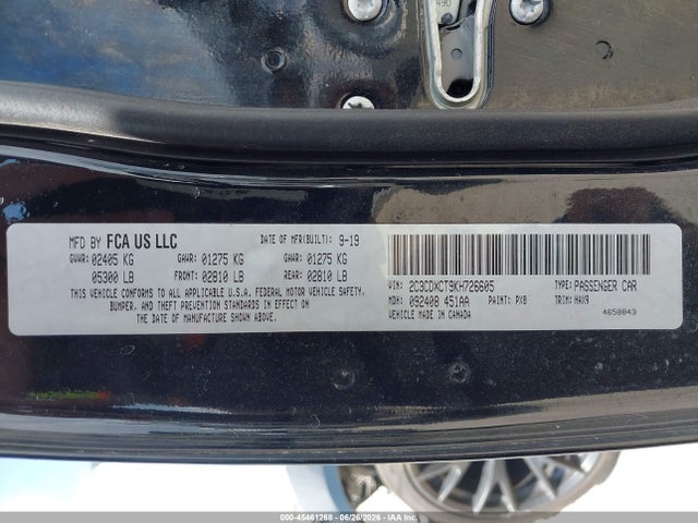 45461268 :رقم المزاد ، 2C3CDXCT9KH726605 vin ، 2019 Dodge Charger R/t Rwd مزاد بيع