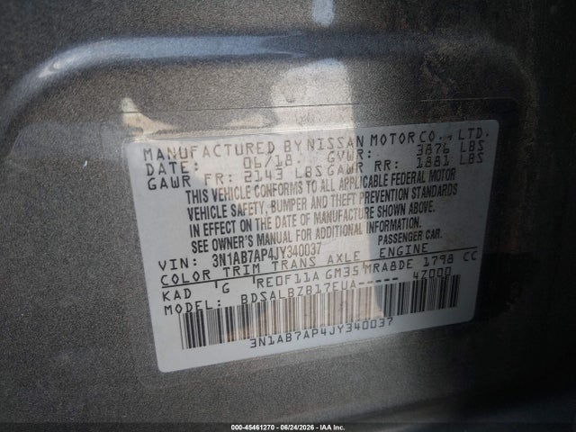3N1AB7AP4JY340037 Nissan SENTRA S