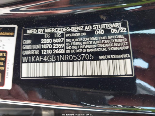 W1KAF4GB1NR053705 Mercedes-Benz C 300 Sedan