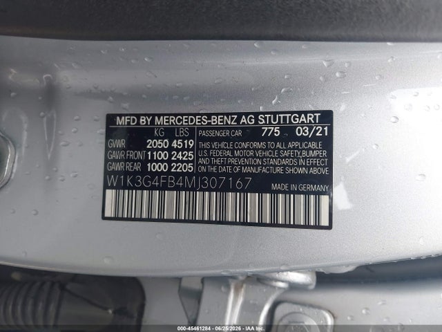 Aukcja sprzedaży 2021 Mercedes-benz A 220 4matic, vin: W1K3G4FB4MJ307167, numer aukcji: 45461284