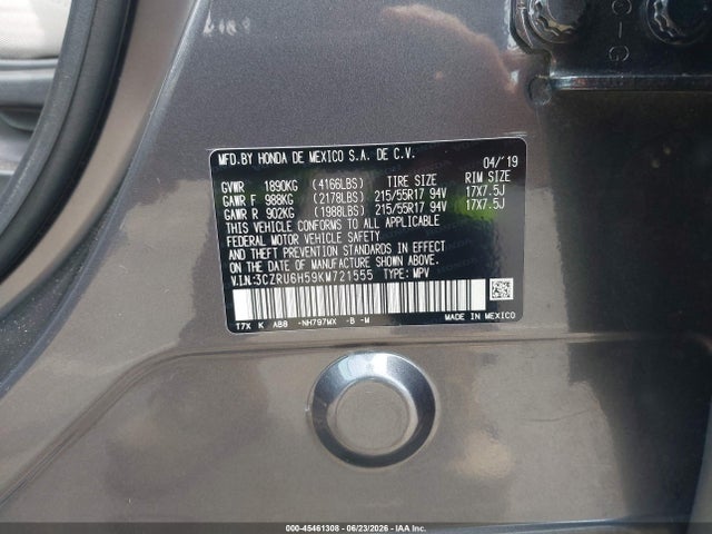 3CZRU6H59KM721555 Honda HR-V EX
