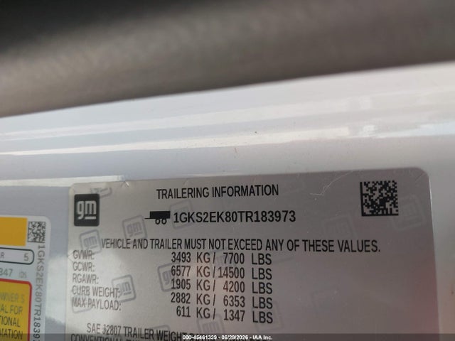 45461339 :رقم المزاد ، 1GKS2EK80TR183973 vin ، 2026 Gmc Yukon 4wd Denali Ultimate مزاد بيع