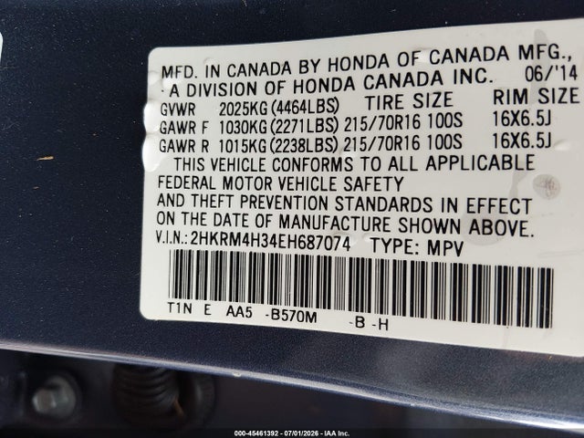 Honda CR-V LX 2014 2HKRM4H34EH687074 Image 9