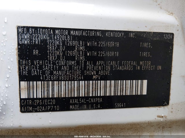 4T3E6RFV8SU179544 Toyota Rav4 Hybrid Xse
