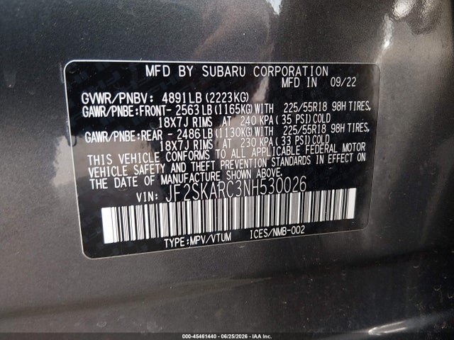 Subaru Forester Touring 2022 JF2SKARC3NH530026 Image 9