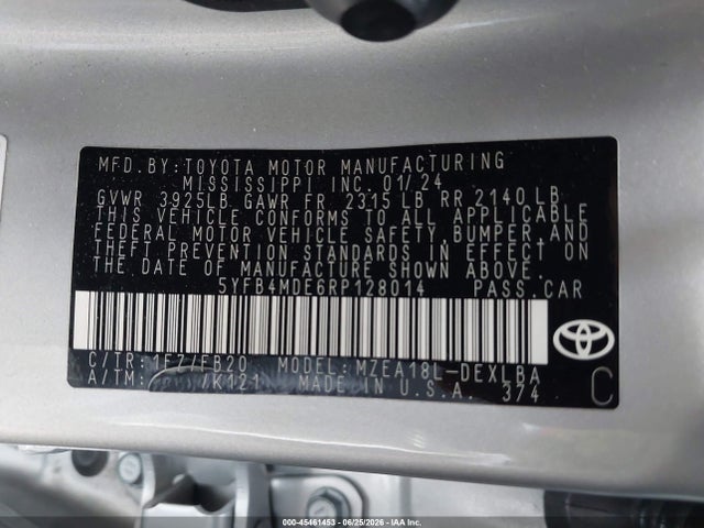5YFB4MDE6RP128014 Toyota COROLLA LE