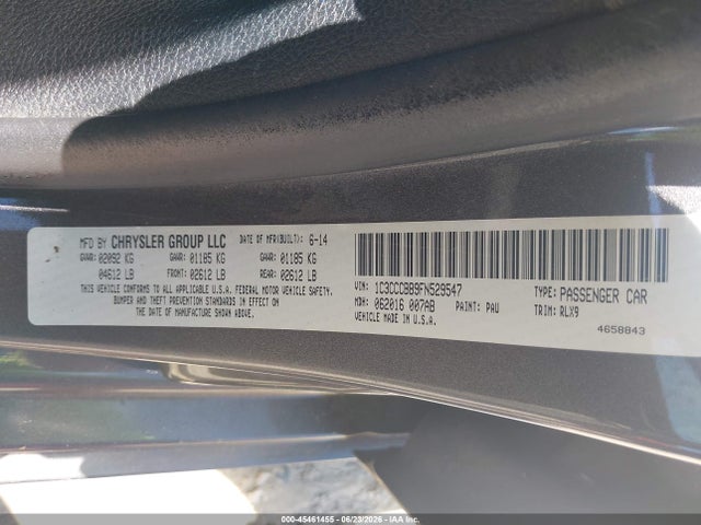 Aukcja sprzedaży 2015 Chrysler 200 S, vin: 1C3CCCBB9FN529547, numer aukcji: 45461455