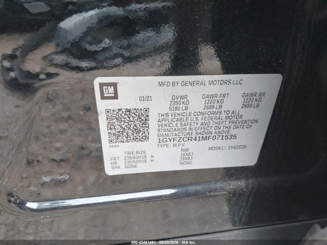 45461461 :رقم المزاد ، 1GYFZCR41MF071535 vin ، 2021 Cadillac Xt4 Fwd Premium Luxury مزاد بيع