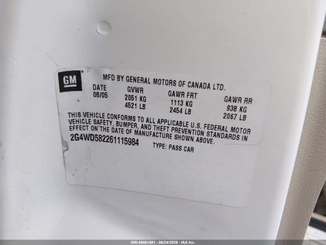 Aukcja sprzedaży 2005 Buick Lacrosse Cxl, vin: 2G4WD532051226006, numer aukcji: 45461491