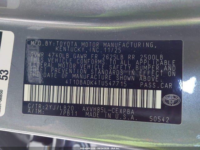 Toyota CAMRY XSE 2026 4T1DBADK4TU547715 Image 9