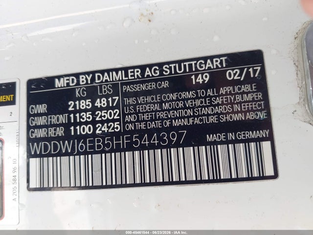 45461544 :رقم المزاد ، WDDWJ6EB5HF544397 vin ، 2017 Mercedes-benz Amg C 43 4matic مزاد بيع