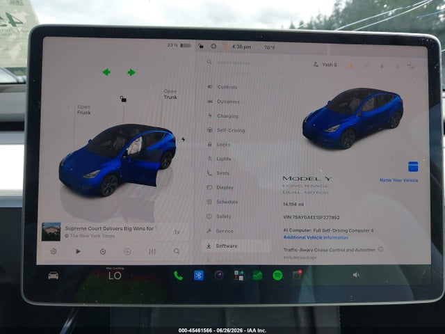 Продажа на аукционе авто 2025 Tesla Model Y Long Range Dual Motor All-wheel Drive, vin: 7SAYGAEE1SF277952, номер лота: 45461566