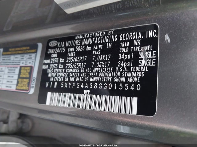 KIA Sorento 2.4l L 2016 5XYPG4A38GG015540 Image 9