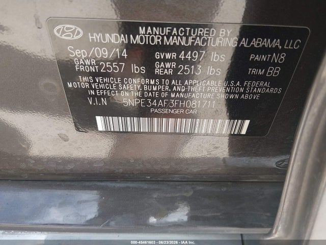 Hyundai Sonata Sport 2015 5NPE34AF3FH081711 Image 9