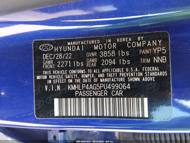 Hyundai Elantra Limited 2023 KMHLP4AG5PU499064 Image 9