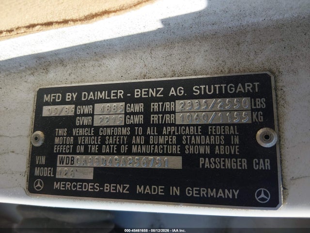 Продажа на аукционе авто 1986 Mercedes-benz 420 Sel, vin: WDBCA35D4GA256751, номер лота: 45461658