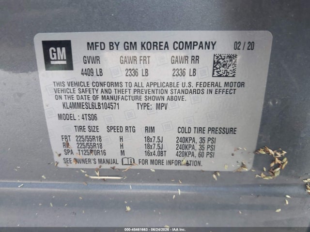 Продажа на аукционе авто 2020 Buick Encore Gx Awd Select, vin: KL4MMESL6LB104571, номер лота: 45461663