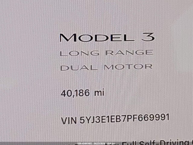 Aukcja sprzedaży 2023 Tesla Model 3 Long Range Dual Motor All-wheel Drive, vin: 5YJ3E1EB7PF669991, numer aukcji: 45461683