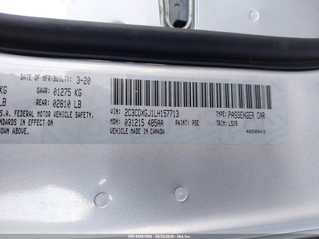 Продажа на аукционе авто 2020 Dodge Charger Scat Pack Rwd, vin: 2C3CDXGJ1LH157713, номер лота: 45461694