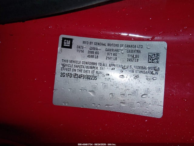 Chevrolet Camaro 1lt 2015 2G1FD1E34F9182235 Image 9