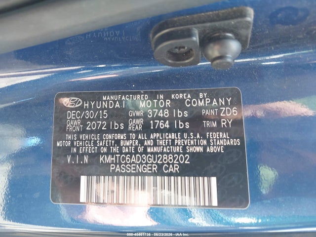 Hyundai Veloster 2016 KMHTC6AD3GU288202 Image 9