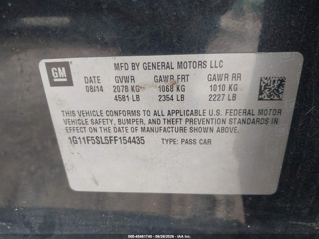 Chevrolet Malibu 1lz 2015 1G11F5SL5FF154435 Image 9