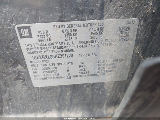Продаж на аукціоні авто 2017 Gmc Acadia Denali, vin: 1GKKNXLS5HZ301228, номер лоту: 45461748