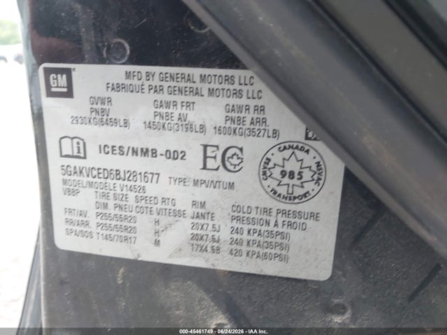 Aukcja sprzedaży 2011 Buick Enclave 2xl, vin: 5GAKVCED6BJ281677, numer aukcji: 45461749