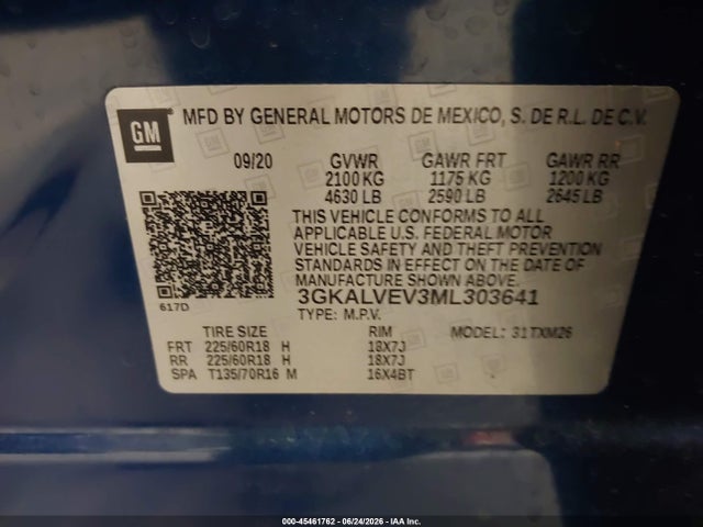 2021 Gmc Terrain Awd Slt მანქანა იყიდება აუქციონზე, vin: 3GKALVEV3ML303641, აუქციონის ნომერი: 45461762