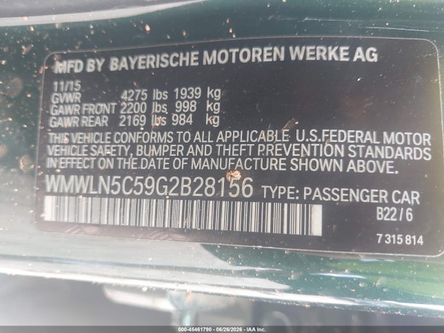 Продажа на аукционе авто 2016 Mini Clubman Cooper, vin: WMWLN5C59G2B28156, номер лота: 45461790