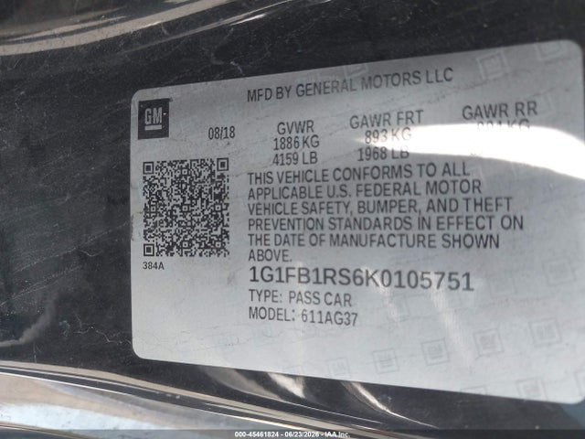 Chevrolet Camaro 1lt 2019 1G1FB1RS6K0105751 Image 9